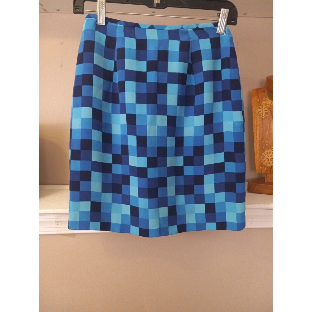 Via Seta Collection Womens Geometric Lined Silk Short Skirt Size 4P‎